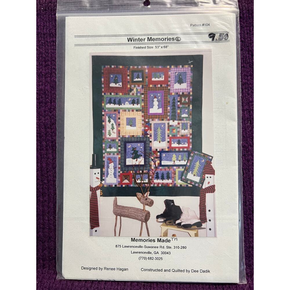 quilt pattern winter memories snowmen 53" x 68"